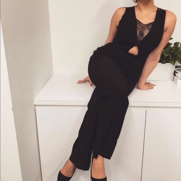 Pants - black lace cutout jumpsuit